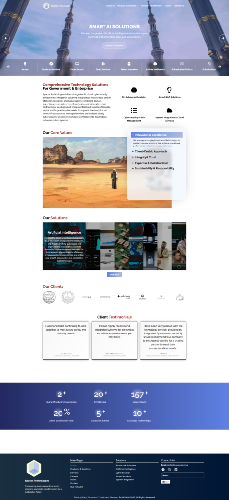 Full homepage screenshot of spacestech.sa