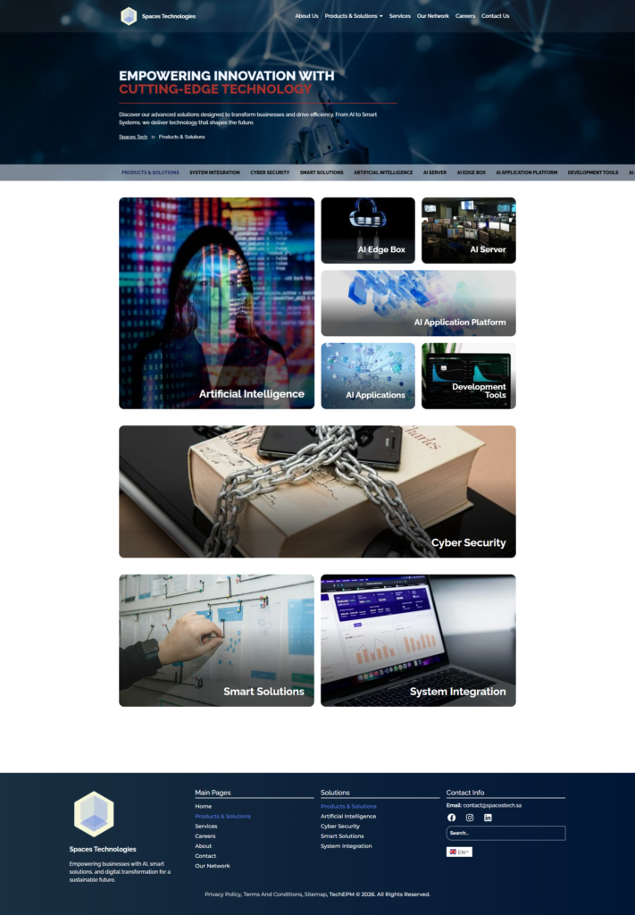 Products & Solutions page of spacestech.sa