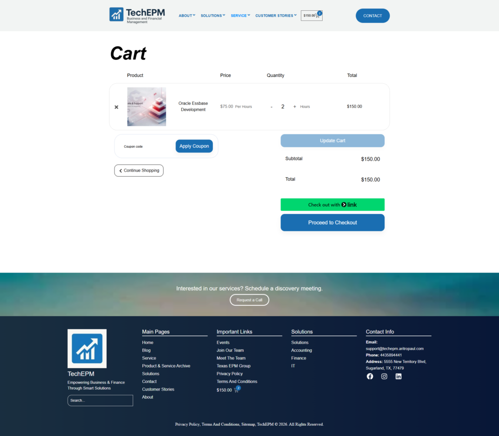 Cart Page Of the site techepm.aritropaul.com