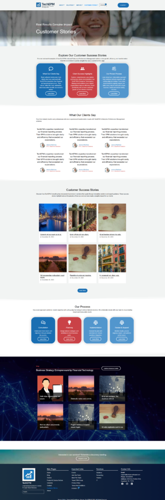 Customer stories page of the site techepm.aritropaul.com