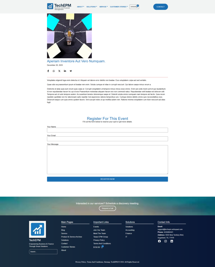 Event Page of the site techepm.aritropaul.com