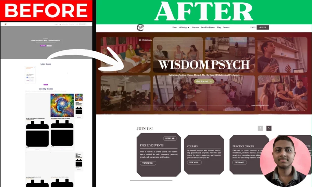 Before after home page redesign