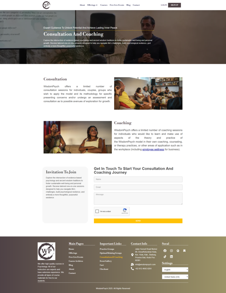 Consultation and Coaching Page