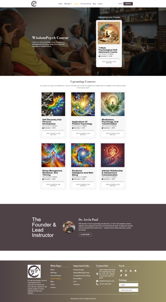 Redesigned course page with upcoming and live course feature